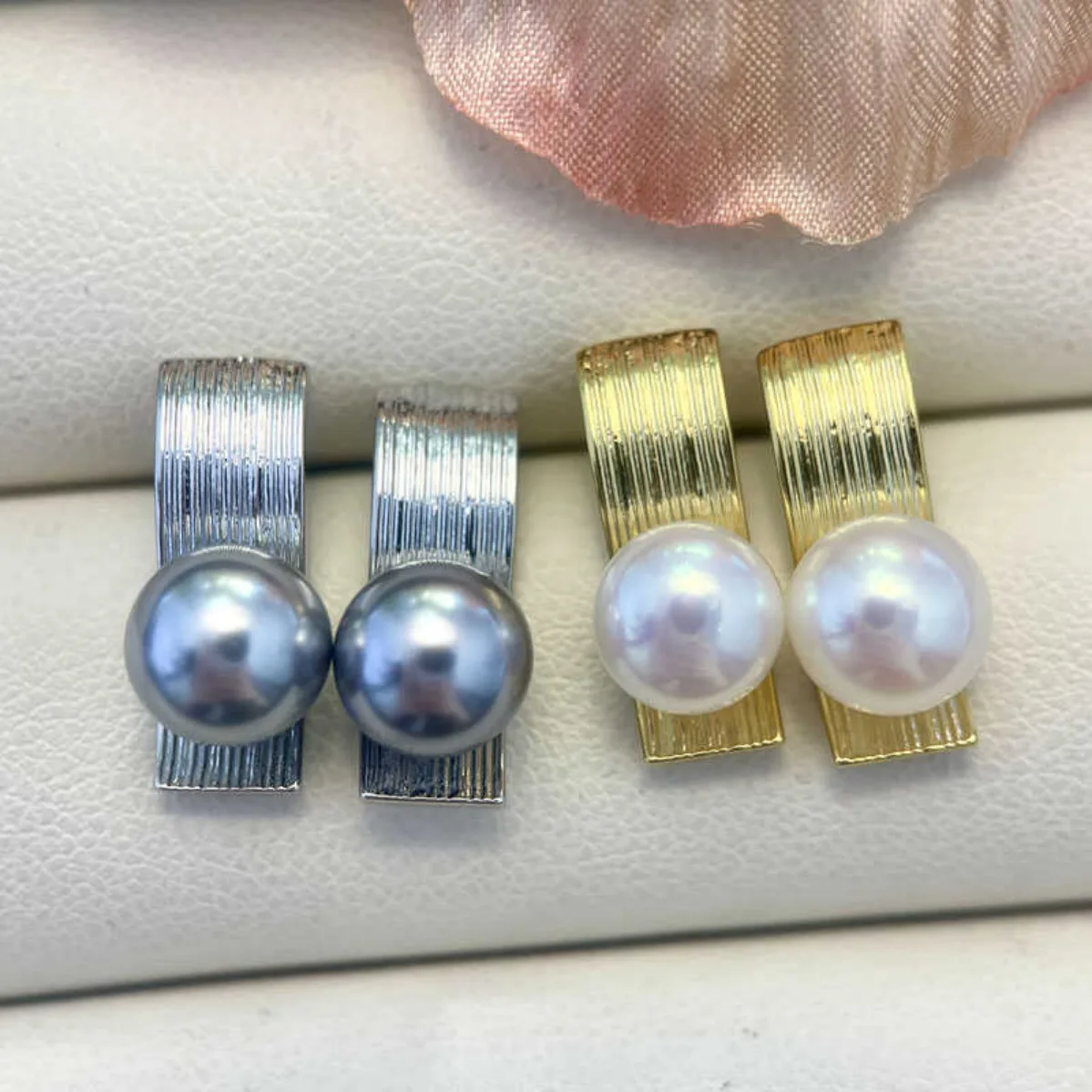 Trendy Textured Women Brass 18K Gold Plated Brushed S Wave Blank Setting Handmade Findings For DIY Pearl Stud Earring