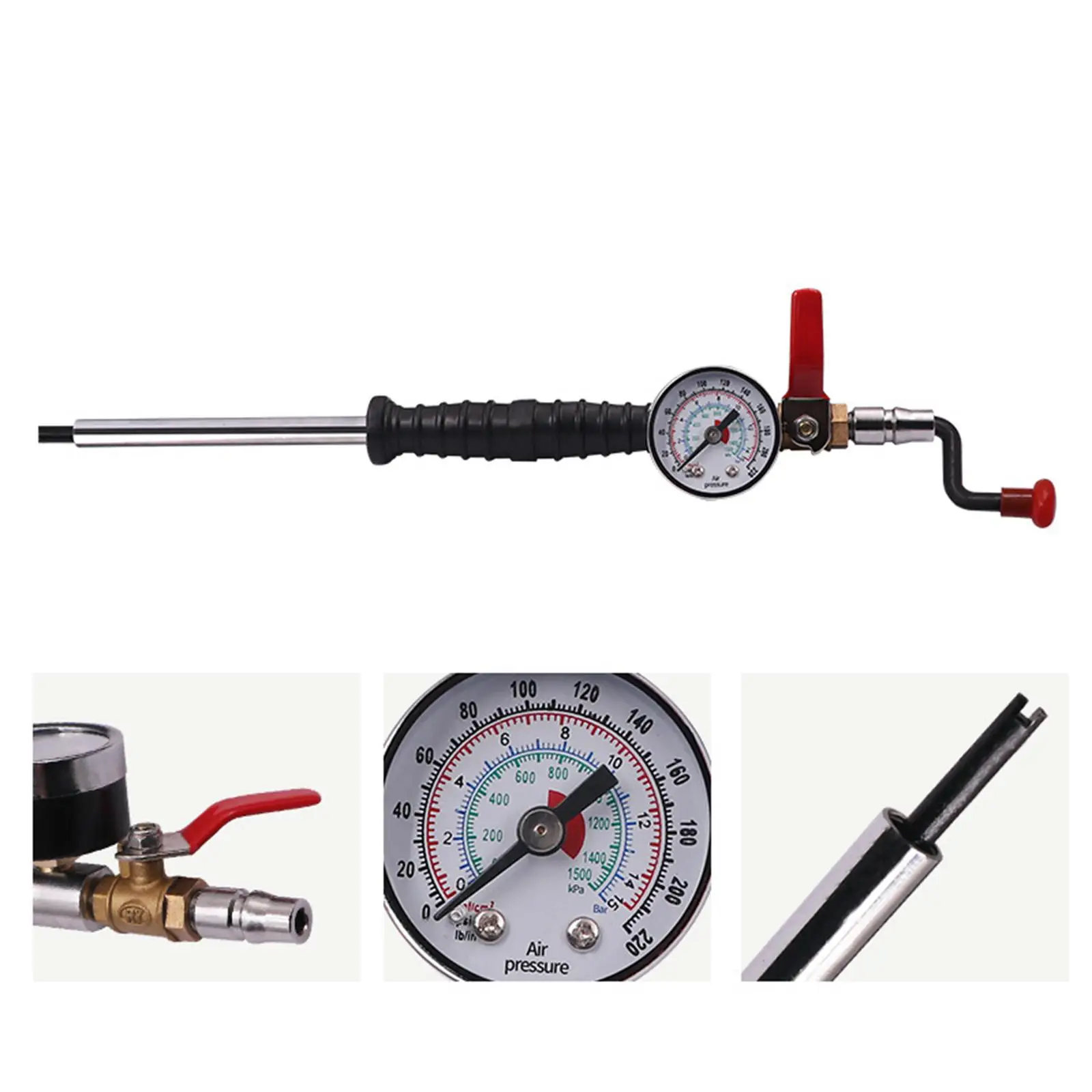 Hand Operated Tire Inflator for Truck Tires Hand Pump Metal Professional Universal Sturdy Portable with Gauge Tire Air Chuck