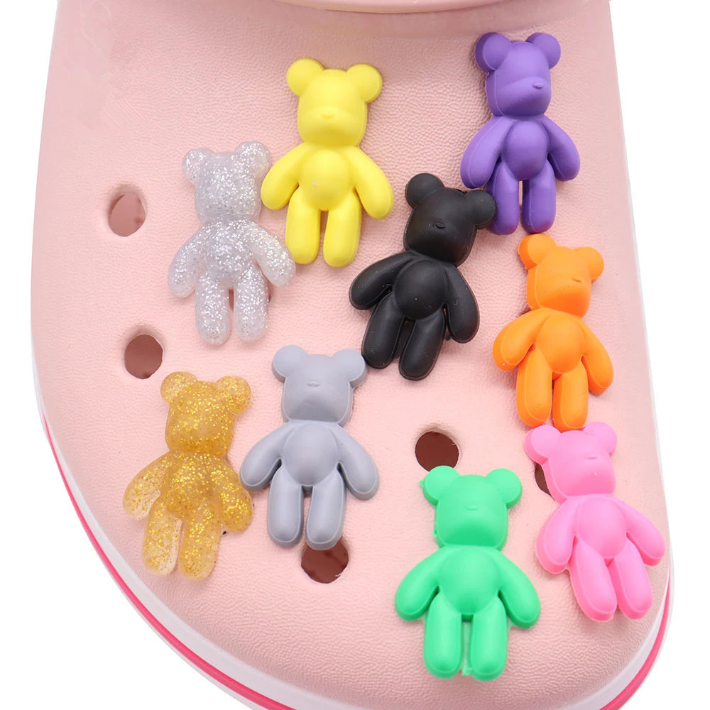 9-12Pcs Multicolor Bears Adorable Shoes Buckle Charms Kids PVC Slippers Clog Decorations Fit Popular Birthday Gifts