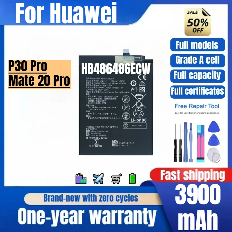 HB486486ECW for Huawei P30 Pro/Mate 20 Pro Phone Battery High Quality High Capacity Replacement Bateria Grade A Cell with Tools