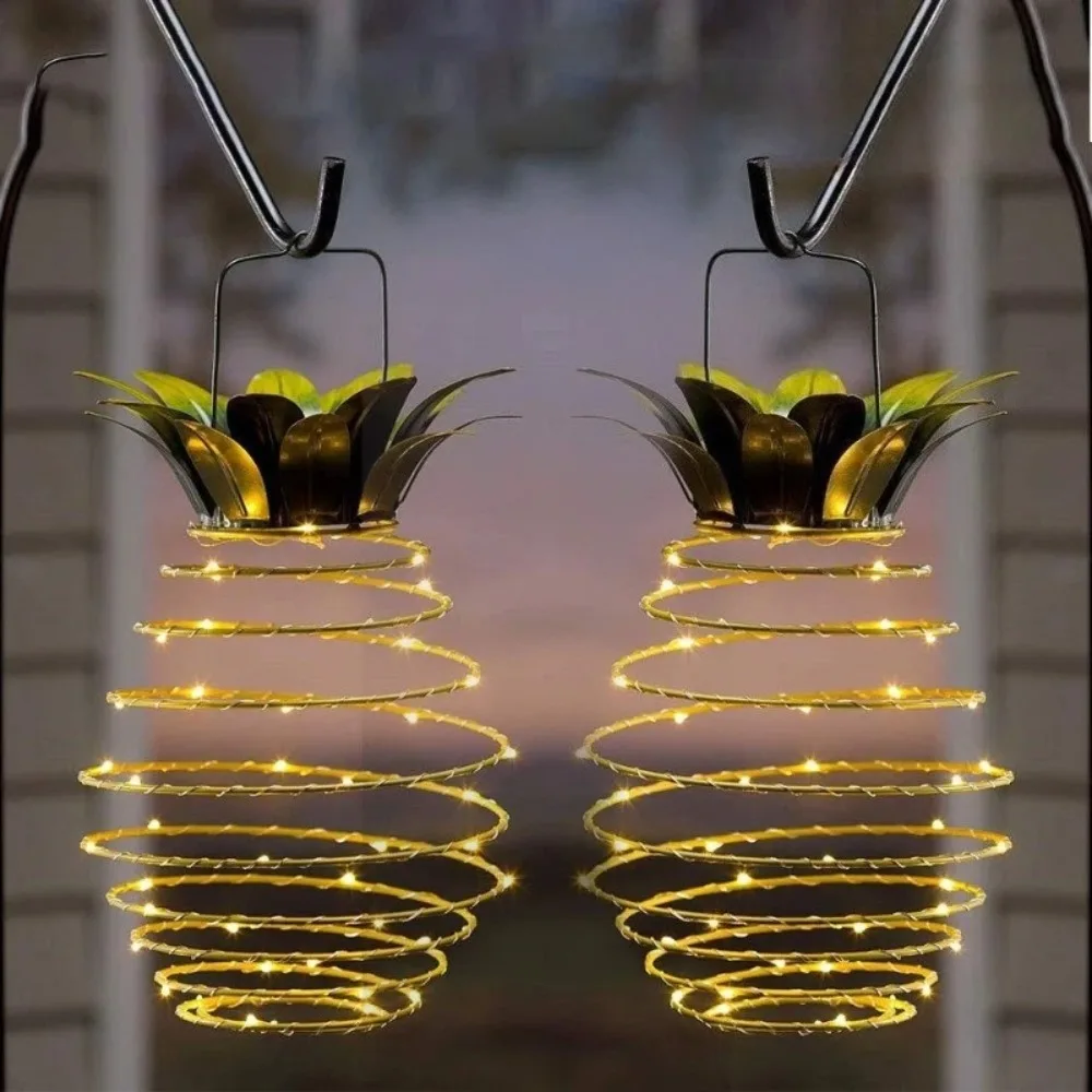 

Solar Charging Light LED Copper Wire Light String Pineapple Iron Lantern Outdoor Waterproof Garden Decorative Hanging Lights