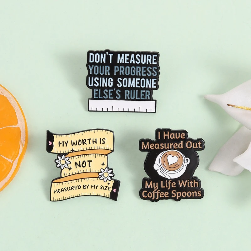 My Worth Is Not Measured By My Size Enamel Pins Body Positive Brooches Self Love Lapel Badges Gift for Friends