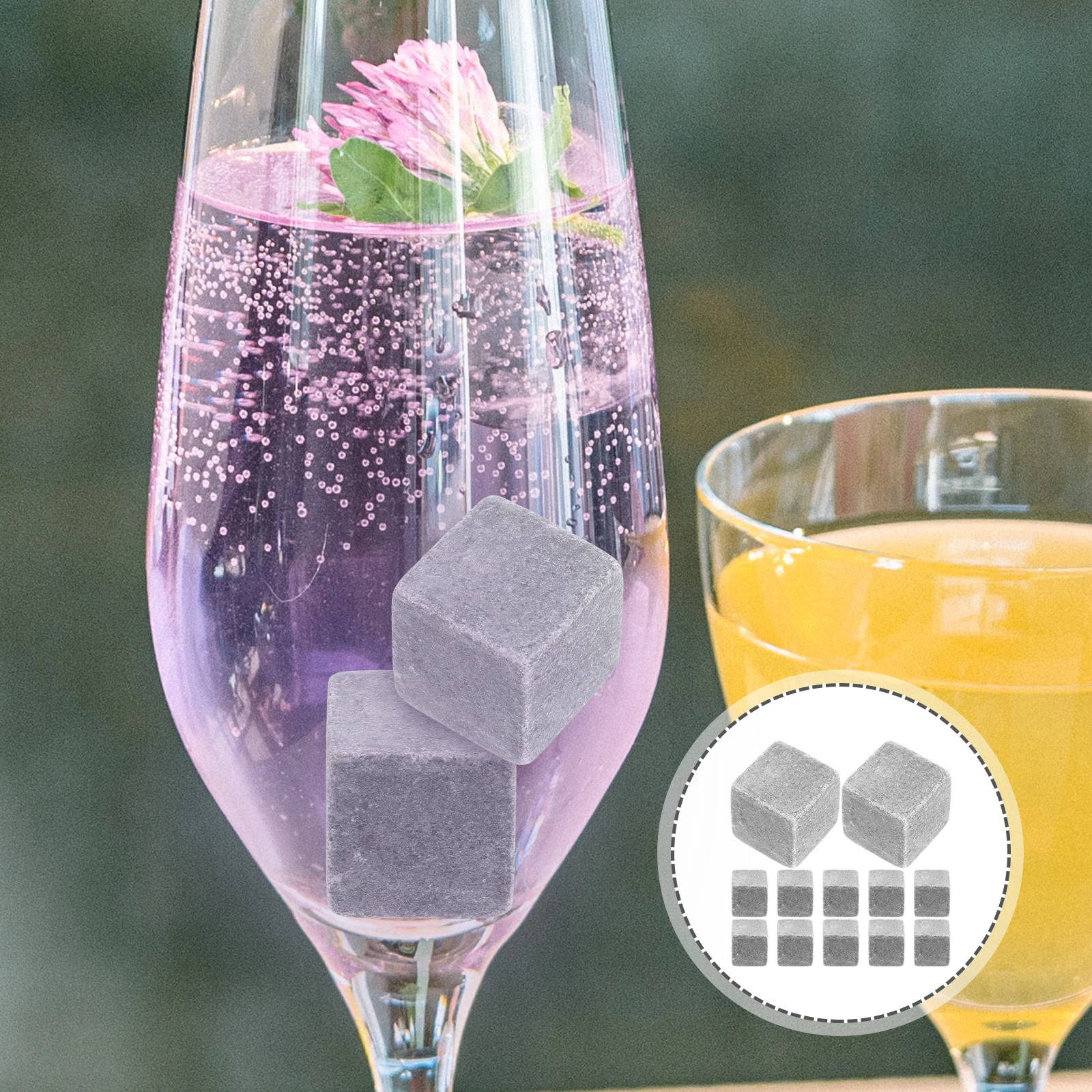 

12 Pcs Whiskey Stone Ice Cubes Beverage Cooling Stones Reusable Chilling Freezer Whisky Marble for Drinks