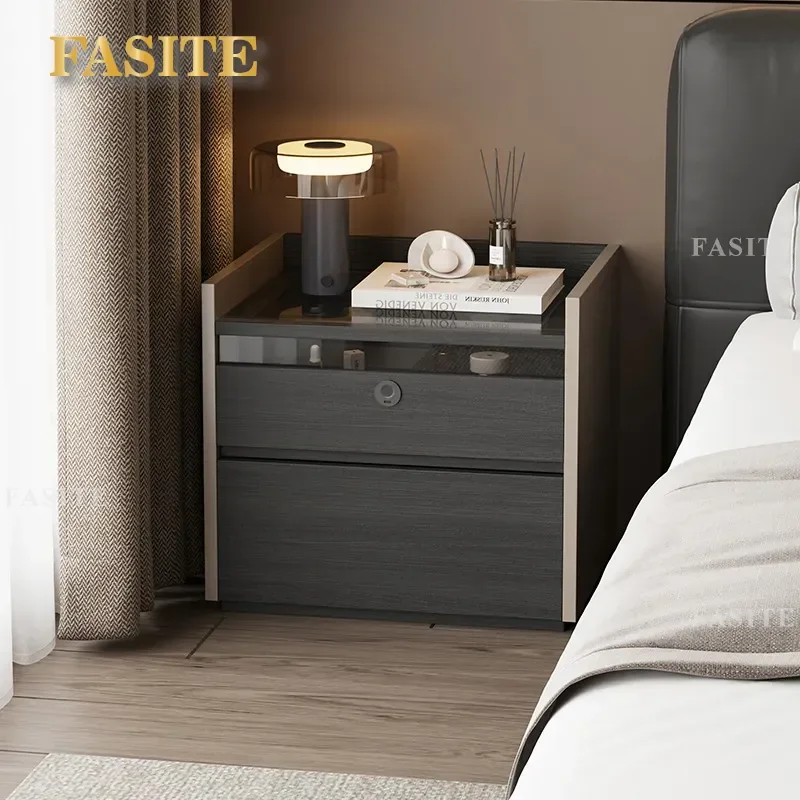 For Smart Fingerprint Lock Bedside Table Luxury Small Cabinet for Bedroom Large and Small Apartment High End Household