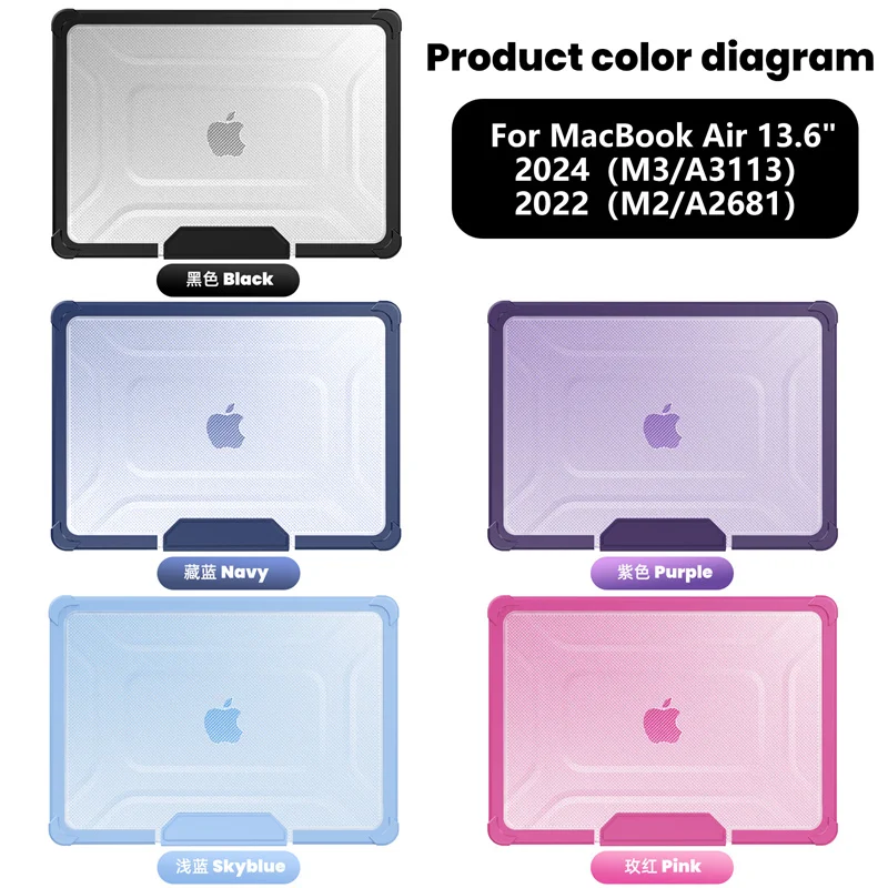 Imagem -06 - Capa de Suporte à Prova de Choque para Macbook Estojo Protetor Transparente Novo Air m1 m2 m3 13.6 15.3 Pro 13 14 16 A2337 A2681 A2442 A2941