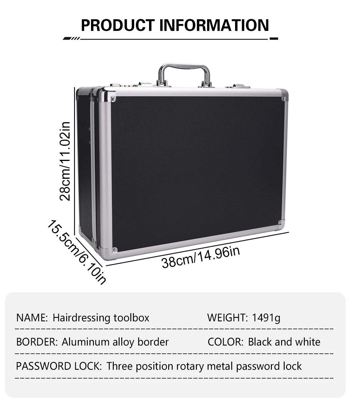 Sliver Aluminum Tool Storage Box Password Lock Portable Suitcase Professional Hairdressing Large Capacity Salon Carrying Box