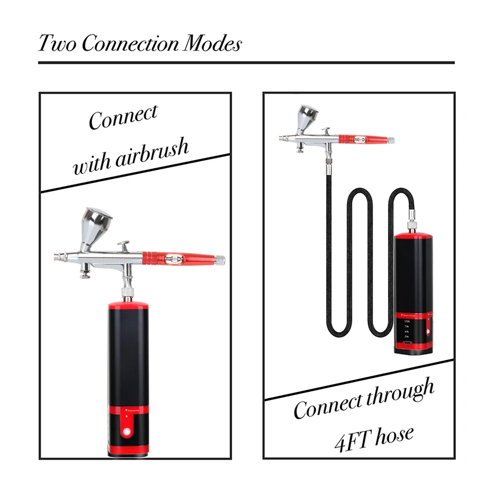 Coldless Airbrush Convenient Double Piston Compressor Kit Handheld Rechargeable Super Quiet Works High Pressure Pneumatic Tool