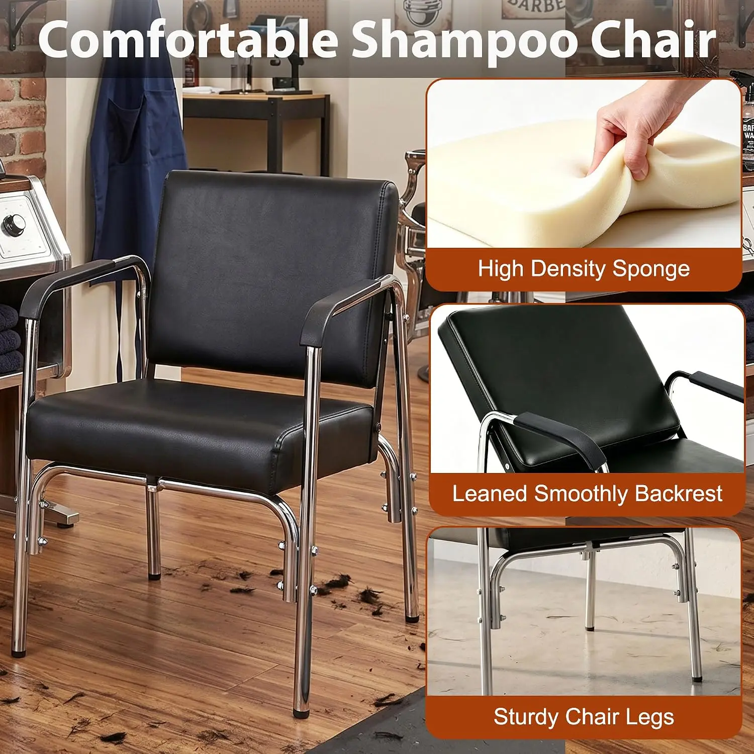 Shampoo Chair for Salon with Auto-Recline Backrest Hair Washing Chair