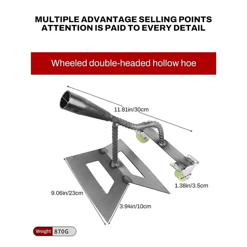 AB41-Dual-Head For Garden Manual Push Welding Tool Steel Weeder Wheeled Hoe