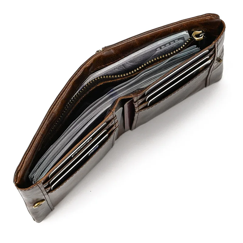 Men's RFID Cowhide Card Holder Wallet with Coin Purse description 16