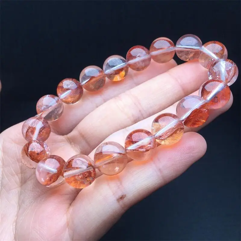 13MM Natural Red Fire Quartz Hematoid Bracelet Colorful Gemstone Bead Strings Fashion Beautifully Jewelry 1PCS