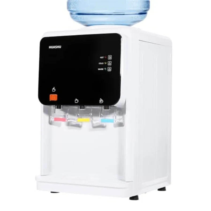 

500W Desktop Electric Hot and Cold Water Dispenser with Child Safety Lock for 4.5-18.9L Buckets Stainless Steel Body White Fini
