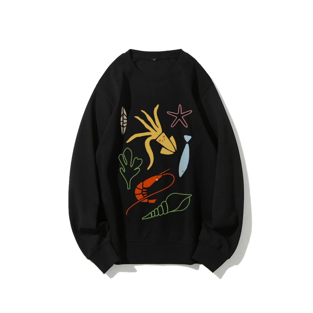 

Casual Crewneck Y2K Clothes Sea Life Sweatshirt All Cotton High Quality Oversize Colorful Hoodie Creatures Print Nature Y2K Vibe