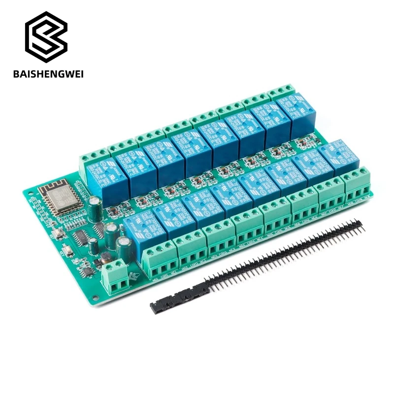 ESP8266WIFI шестнадцатиканальный релейный модуль 24 В ESP12F плата разработки вторичная разработка источник питания 24 В постоянного тока