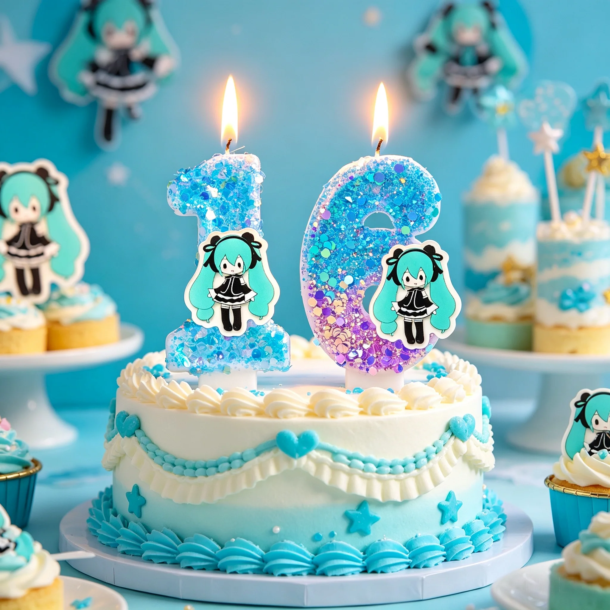 Hatsune Miku Luka Themen-Kerze Nummer 0-9 Geburtstag Miku Tortendekoration Kinder Geburtstagstorten-Topper Babyparty Geschenk