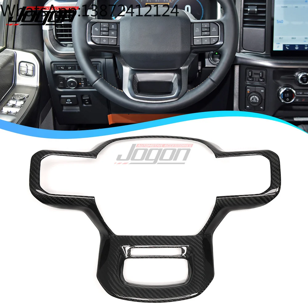 Для Ford F-150 F150 Raptor Platinum 2021 2022 2023, кнопка отделки рулевого колеса автомобиля, рамка из настоящего углеродного волокна, автомобильные аксессуары Для Ford F-150 F150 Raptor Platinum 2021 2022 2023, кнопка отделки рулевого колеса автомобиля, рамка из настоящего углеродного волокна, автомобильные аксессуары