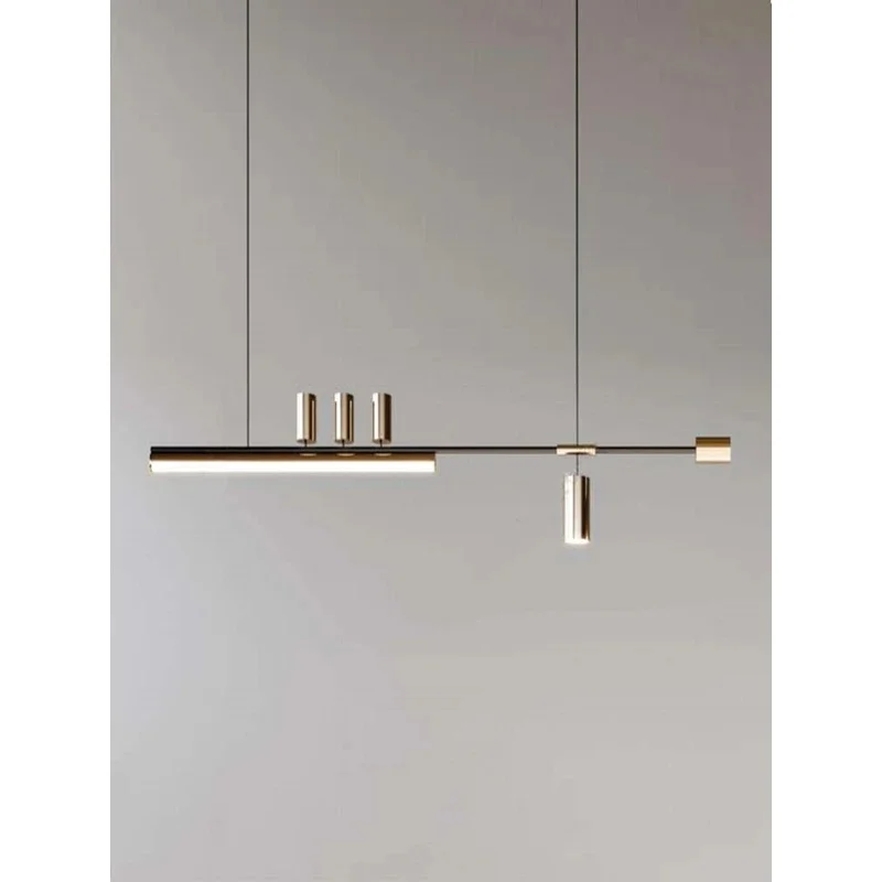 Minimalist Linear LED Pendant Light Black Gold Metal Hanging Chandelier Dining Table Kitchen Island Home Decor Lamp
