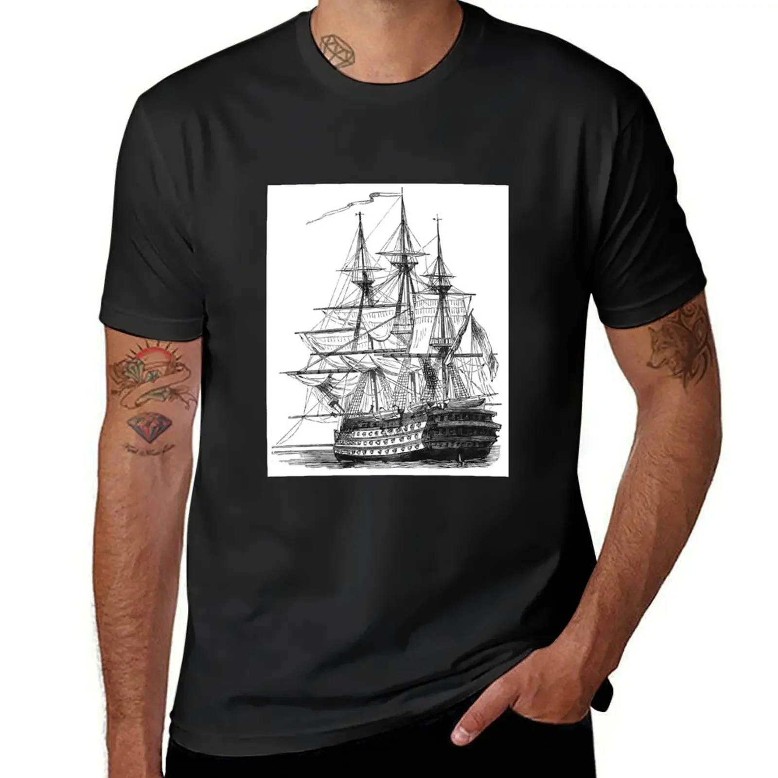 

HMS Ship of the Line T-Shirt oversize t-shirts man summer top croswit shirt man black t shirts for men