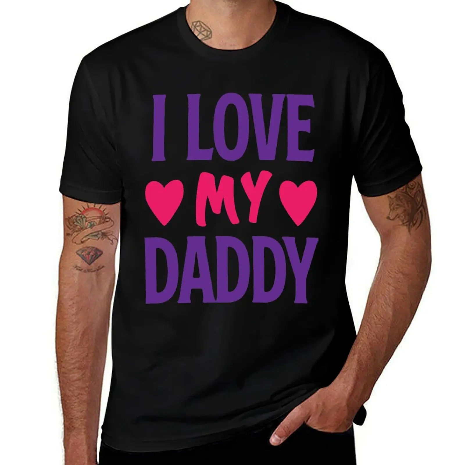 Koszulka I Love My Daddy, koszulki męskie slim fit, luksusowa koszulka męska, koszulka z grubej bawełny