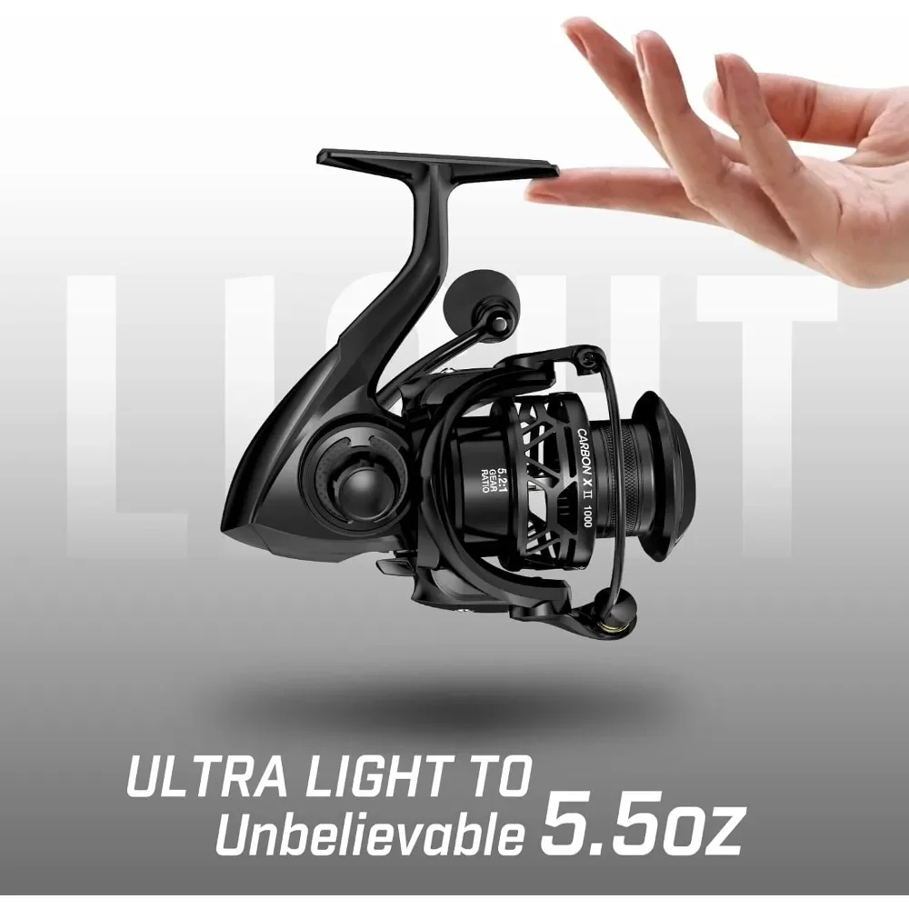 Spinning Reels, Light to 5.5oz, Upgrade Carbon Frame Rotor, 22LBs Max Drag 10+1 Shielded BB