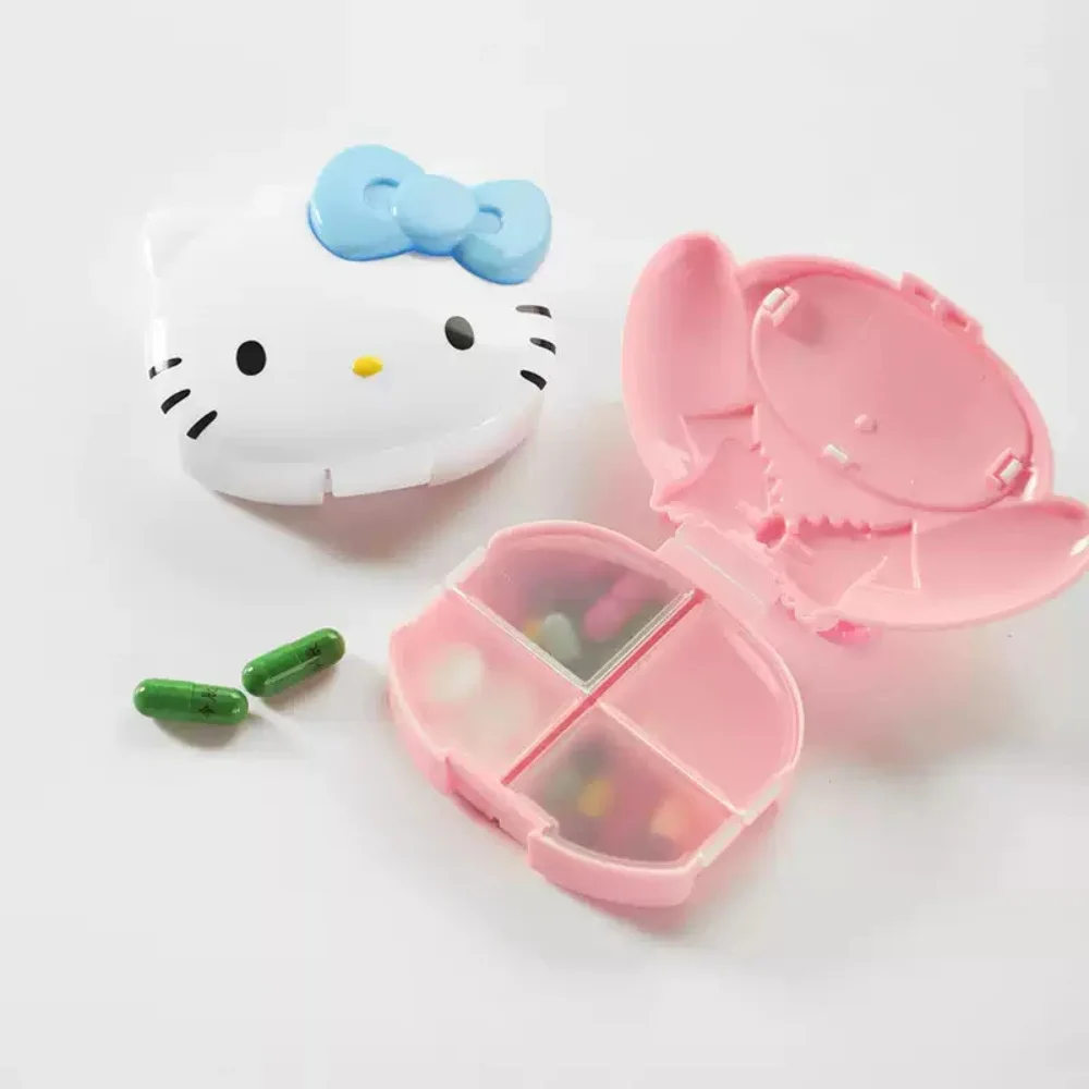 Genuine Sanrio My Melody 4 Grid Pill Box Portable Travel Medicine Organizer Sealed Pill Case for Daily Vitamin Tablet Storage - view 3