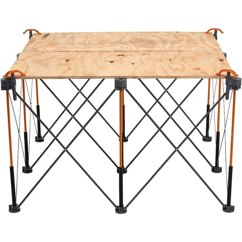 Centipede 30in Folding Work Table Set - No Assembly 9-Strut Collapsible Table 3500lb Weight Limit - 4x4ft Mobile Work Station