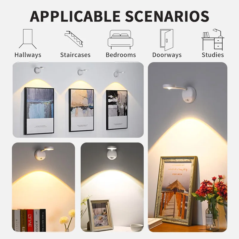 Imagem -03 - Motion Sensor Led Cat-eye Spotlight Wall Sconce Vara em Exibição Iluminação do Acento Luz de Imagem Regulável Operado a Pilhas Wall Sconce