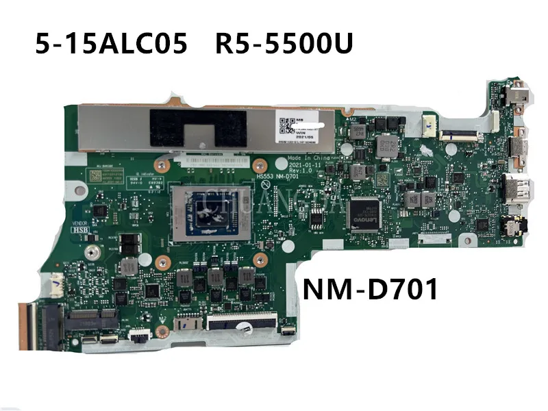 

NM-D701 Mainboard For Lenovo Ideapad 5-15ALC05 Laptop Motherboard CPU: R5-5500U AMD RAM: 8G DDR4 100% Fully Tested