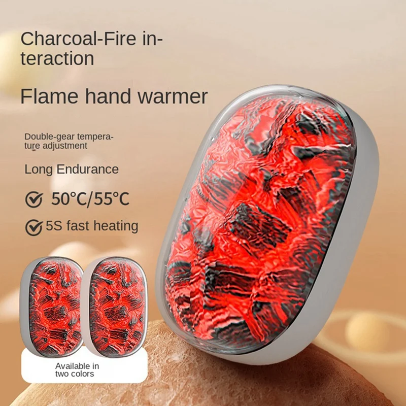 Hand Warmer,New Flame Hand Warmer,Dynamic Charcoal Fire Atmosphere Light,Hand Warmers Rechargeable Durable