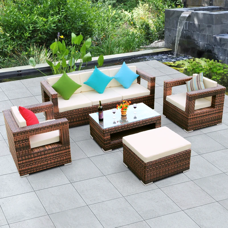 

Outdoor sofa, courtyard, terrace, balcony, three person leisure rattan art, waterproof outdoor sofa