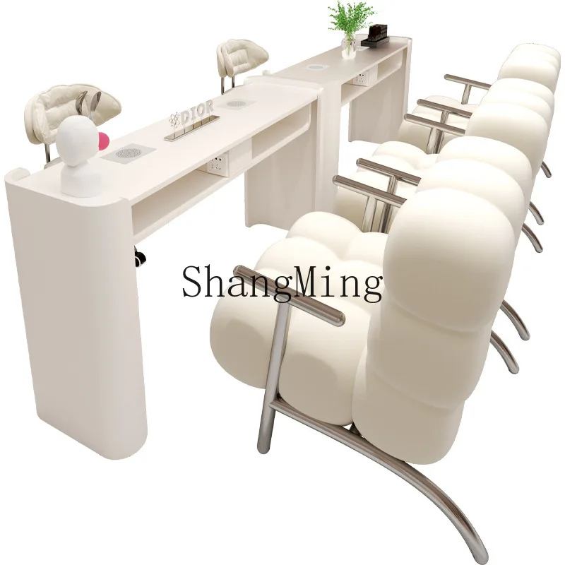 SM ترقية الفولاذ المقاوم للصدأ كريم الرياح طاولة مانيكير وكرسي مجموعة جزءا لا يتجزأ من مكنسة كهربائية المقبس طاولة مانيكير