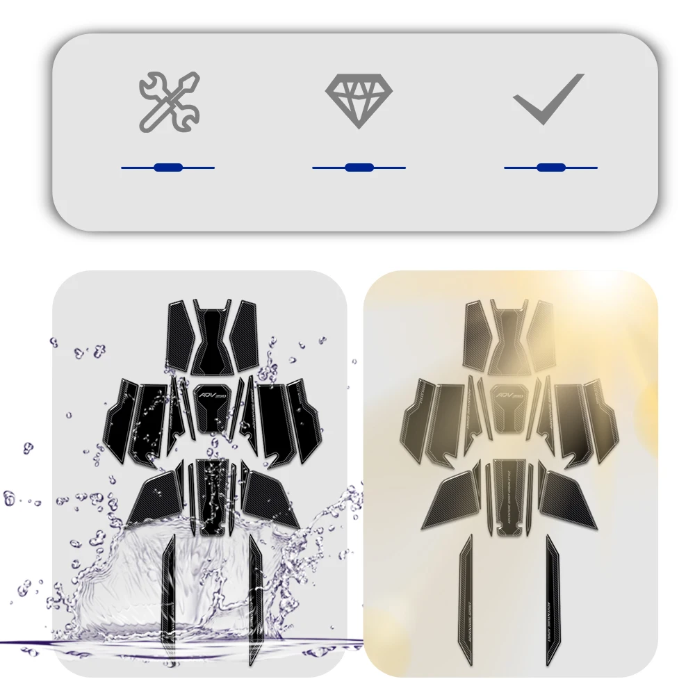オートバイトンネルフットボードステッカー,防水ステッカー,3Dエポキシ樹脂,ホンダadv 350 2022 2023