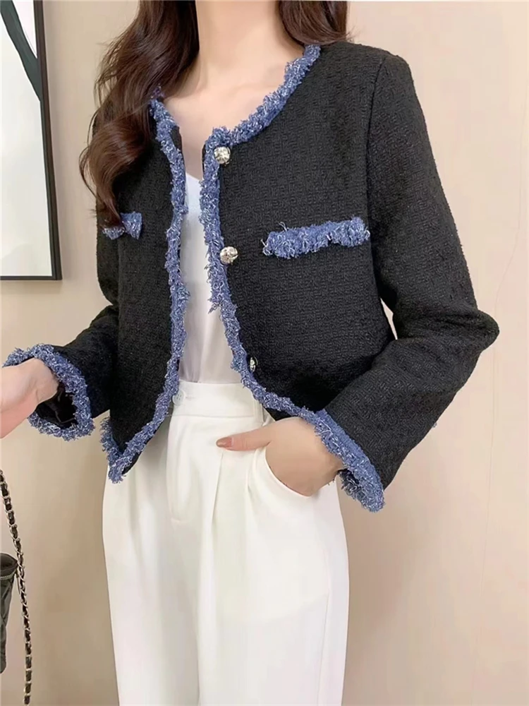 Colorfaith JK9549JM New 2024 Korean Fashionable Chic Vintage Wild Elegant Office Lady Chic Spring Summer Women\'s Short Jackets