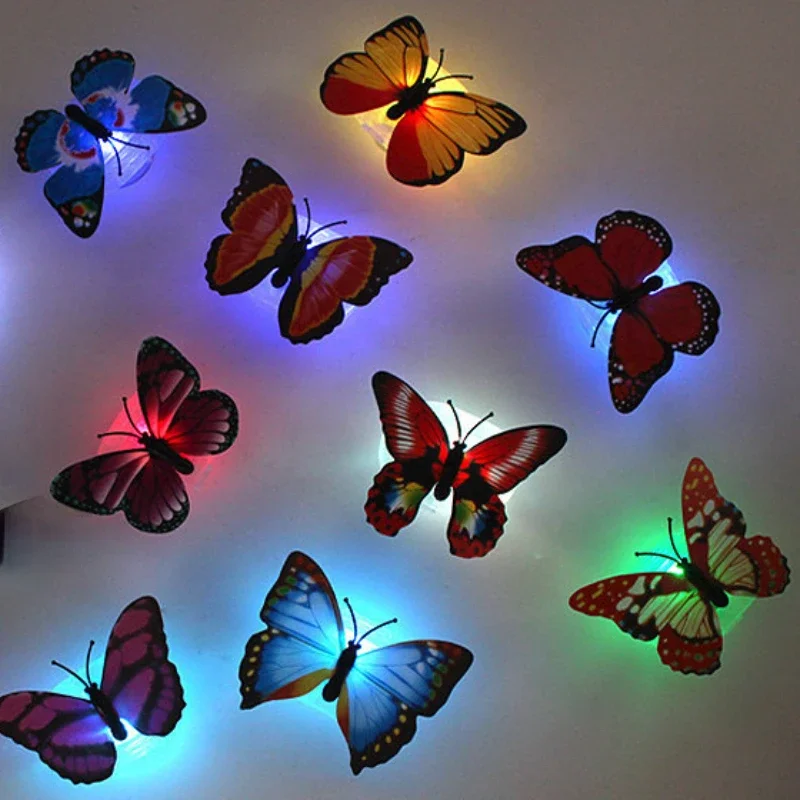 3D Butterfly LED Night Lights Pasteable DIY Wall Stickers Lamps with Battery 1/3/PCS Birthday Christmas Party Kids Bedroom Decor