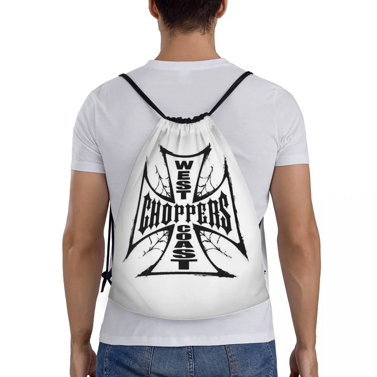 

West Coast Iron Cross Choppers Backpacks Casual Drawstring Bags Sundries Bag Book Bags for Travel School