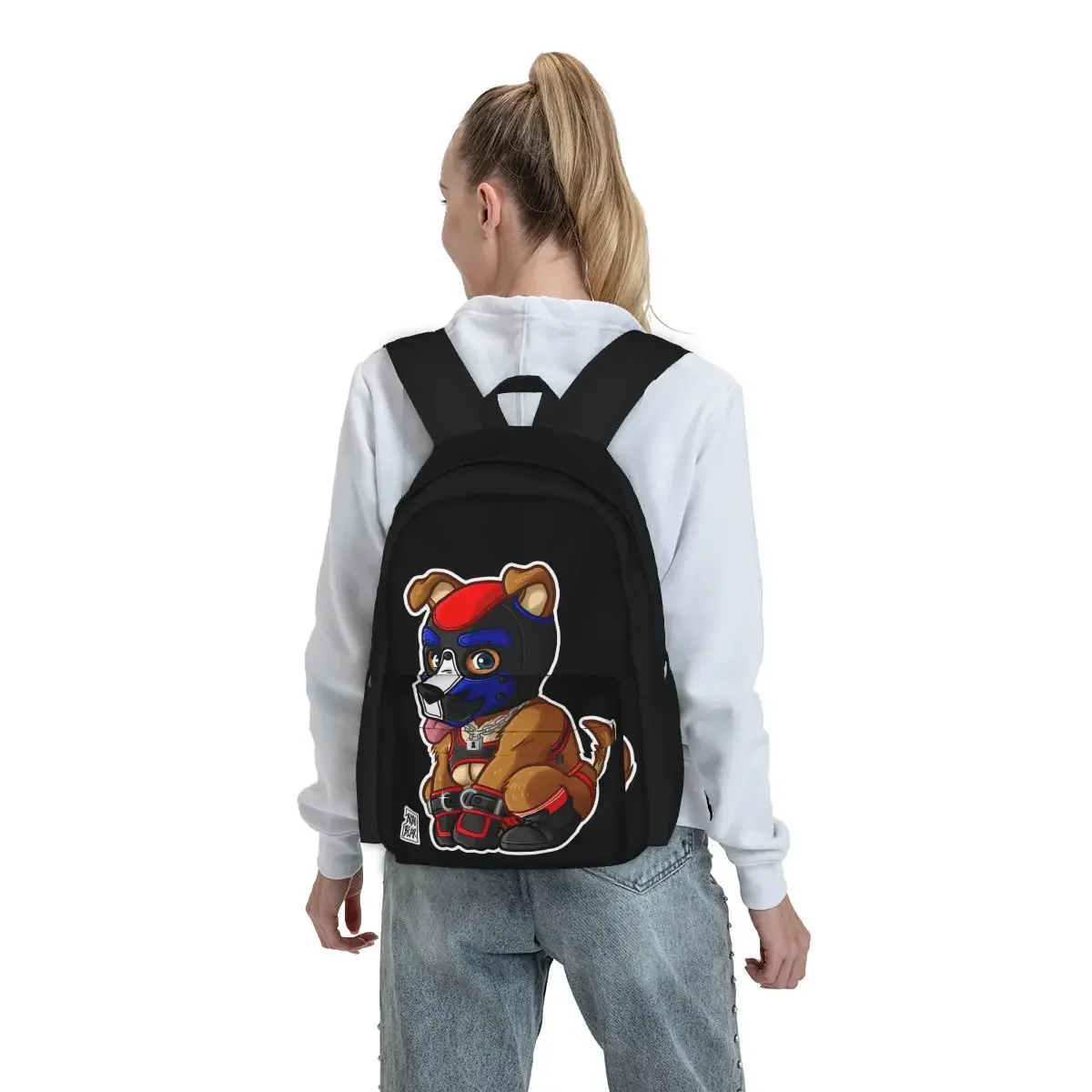 PLAYFUL PUPPY BLUE RED MASK  Backpacks Boys Girls Bookbag Children School Bags Kids Rucksack Laptop Rucksack Shoulder Bag