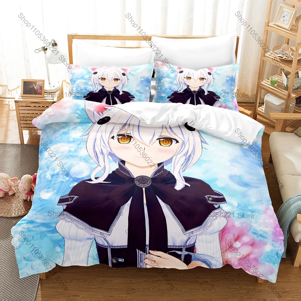 Cool High School DxD Koneko Chan Bedding Set 1 Duvet Cover + 2 Pillowcases Cute White Cat Girl Anime Bedroom Decor