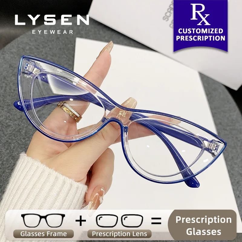 

LYSEN Versatile Cat Eye Women Prescription Glasses Anti Blue Light Progressive Lenses Anti-Reflective Hyperopia Myopia Glasses