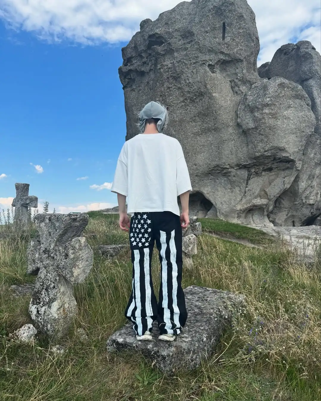 아메리칸 그래피티 프린트 청바지 남성용 하이 웨이스트 캐주얼 힙합 바지 루즈 레트로 streetwear y2k 블랙 레트로 청바지