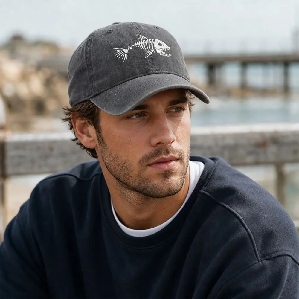 New Vintage Washed Fishbone Baseball Cap Adjustable Distressed Sunscreen Hat Breathable Peaked Cap For Men Women