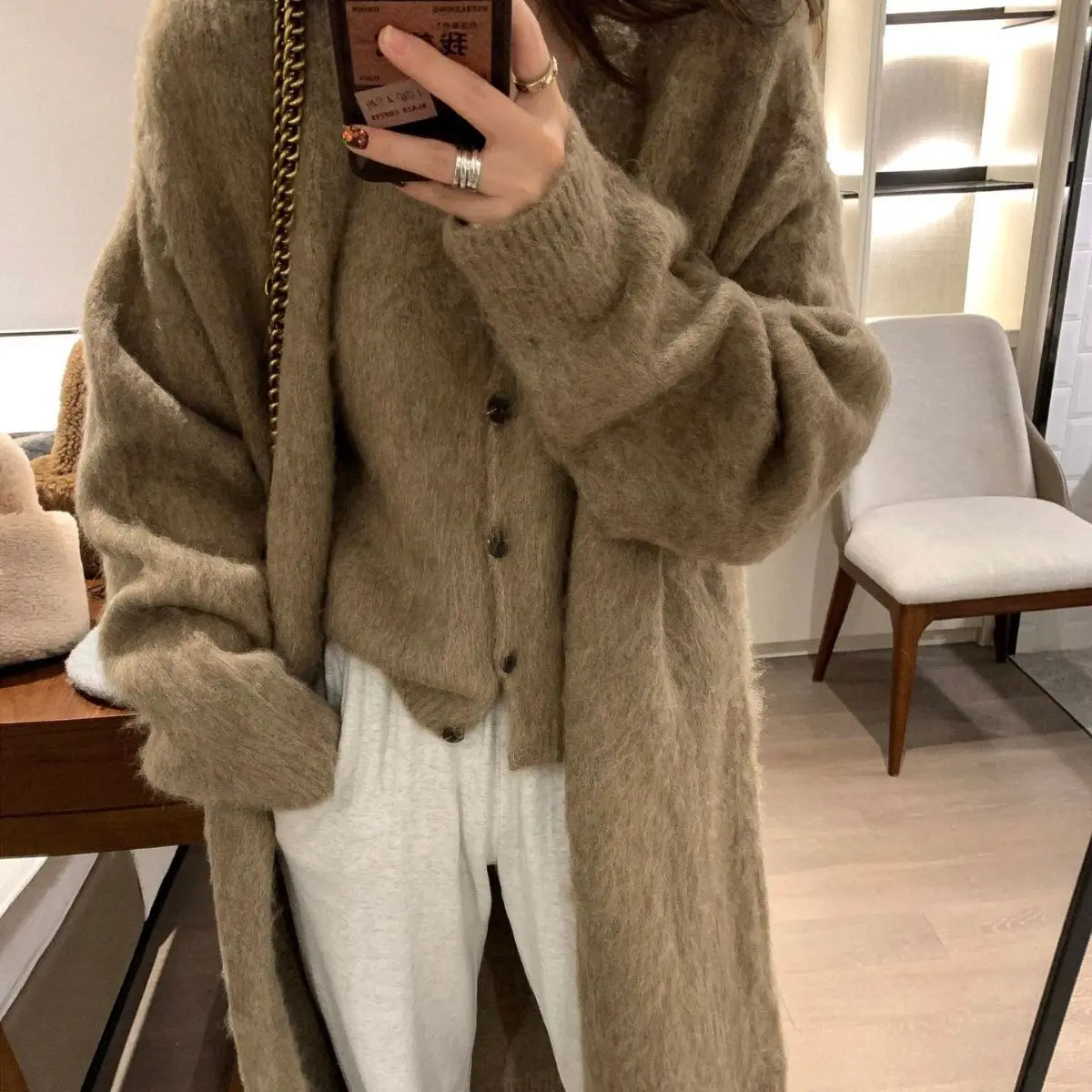 2024 Early Autumn New Sweater Two-piece Set for Women, Loose and Versatile Knitted Cardigan with Knitted Vest Set