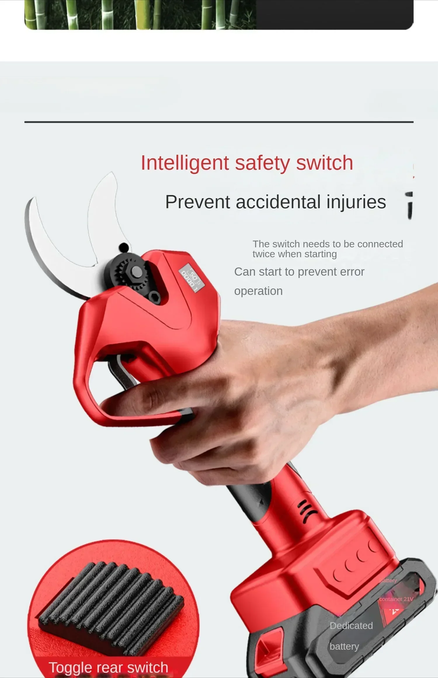 Electric pruning shears, rechargeable lithium battery, garden thick branch scissors