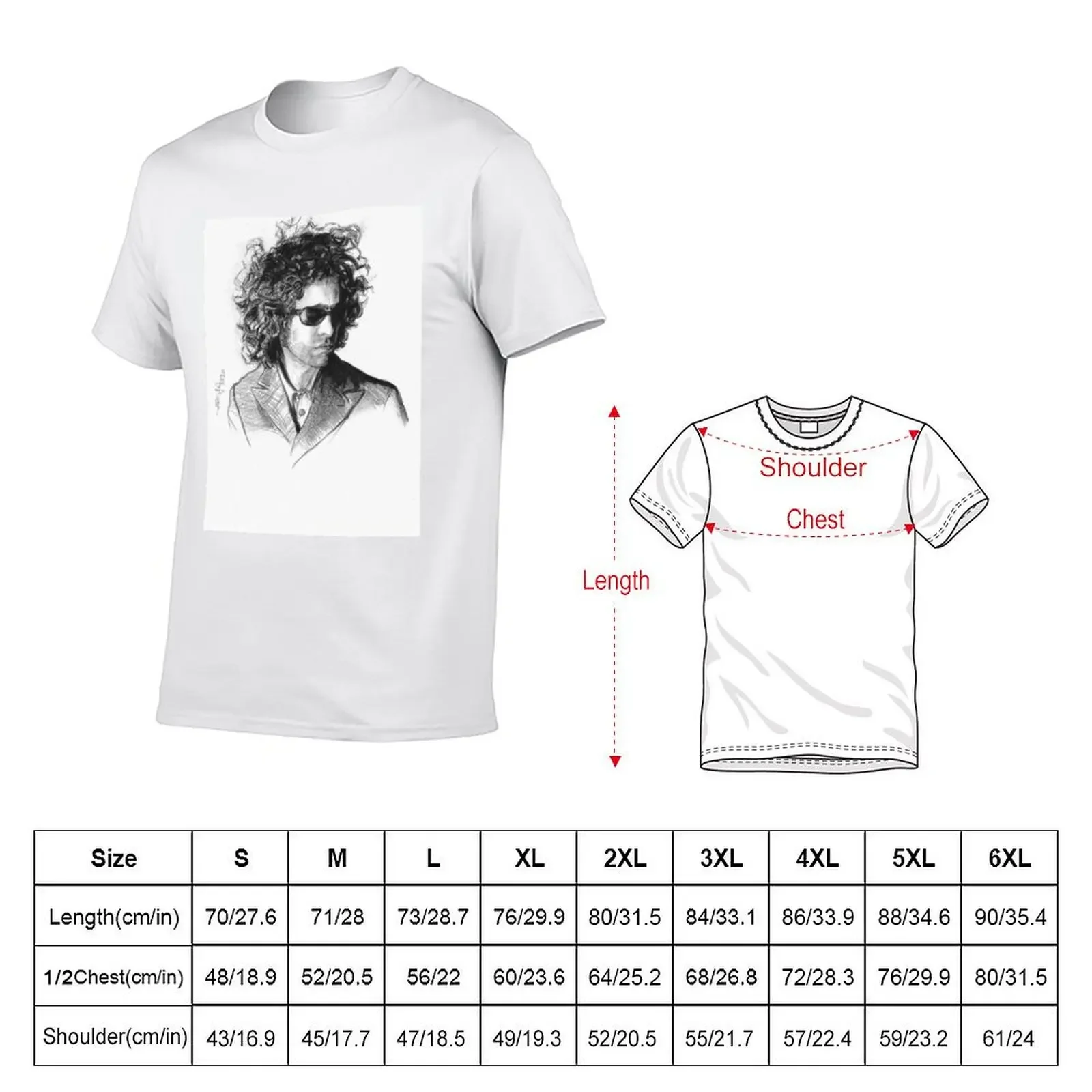 Andrés Calamaro - Charcoal Portrait Drawing T-shirt tees cute clothes heavyweights mens t shirt graphic