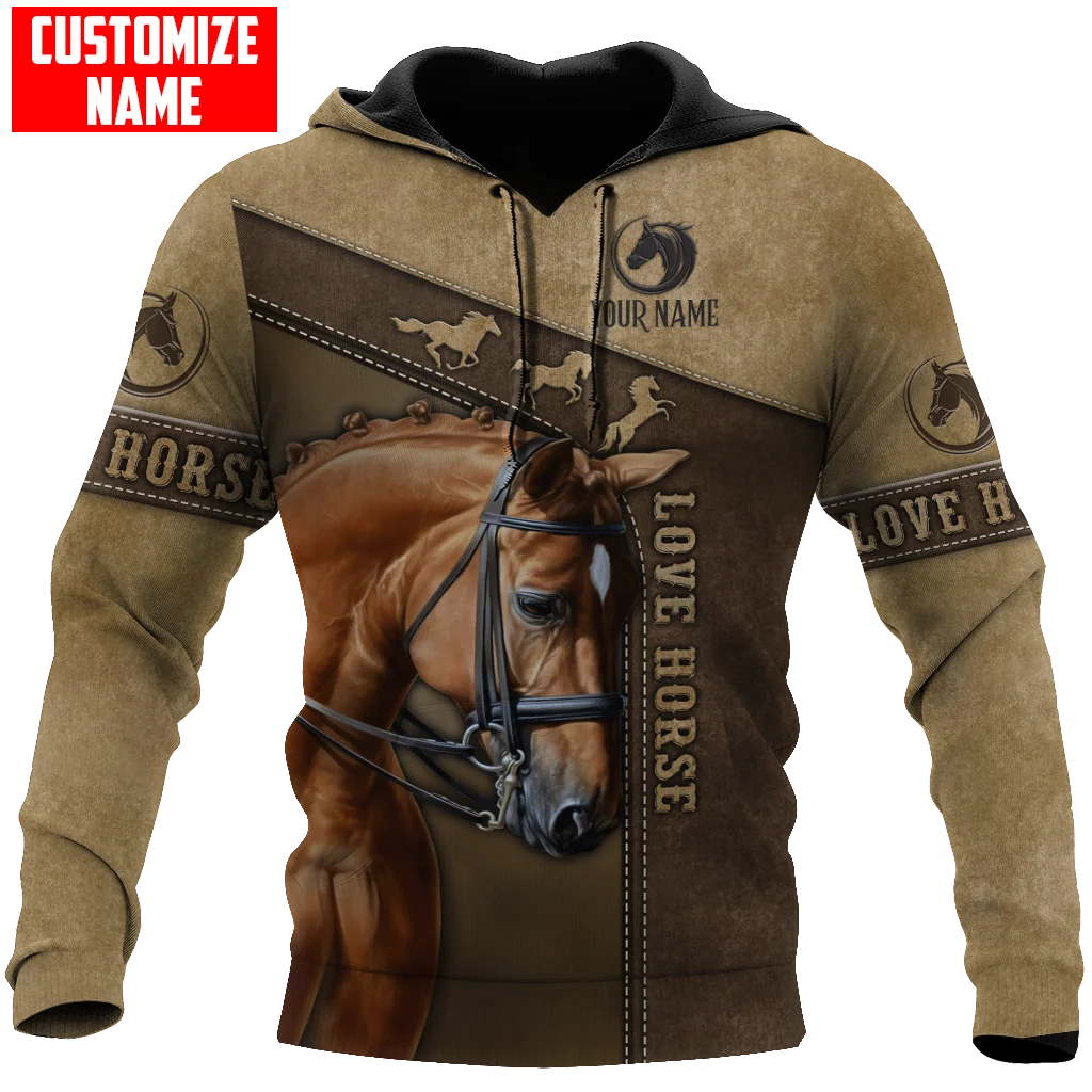 

Personalized Name Love Horse 3D All Over Printed Mens hoodies & Sweatshirt Autumn Unisex zipper Hoodie Casual Sportswear DW888