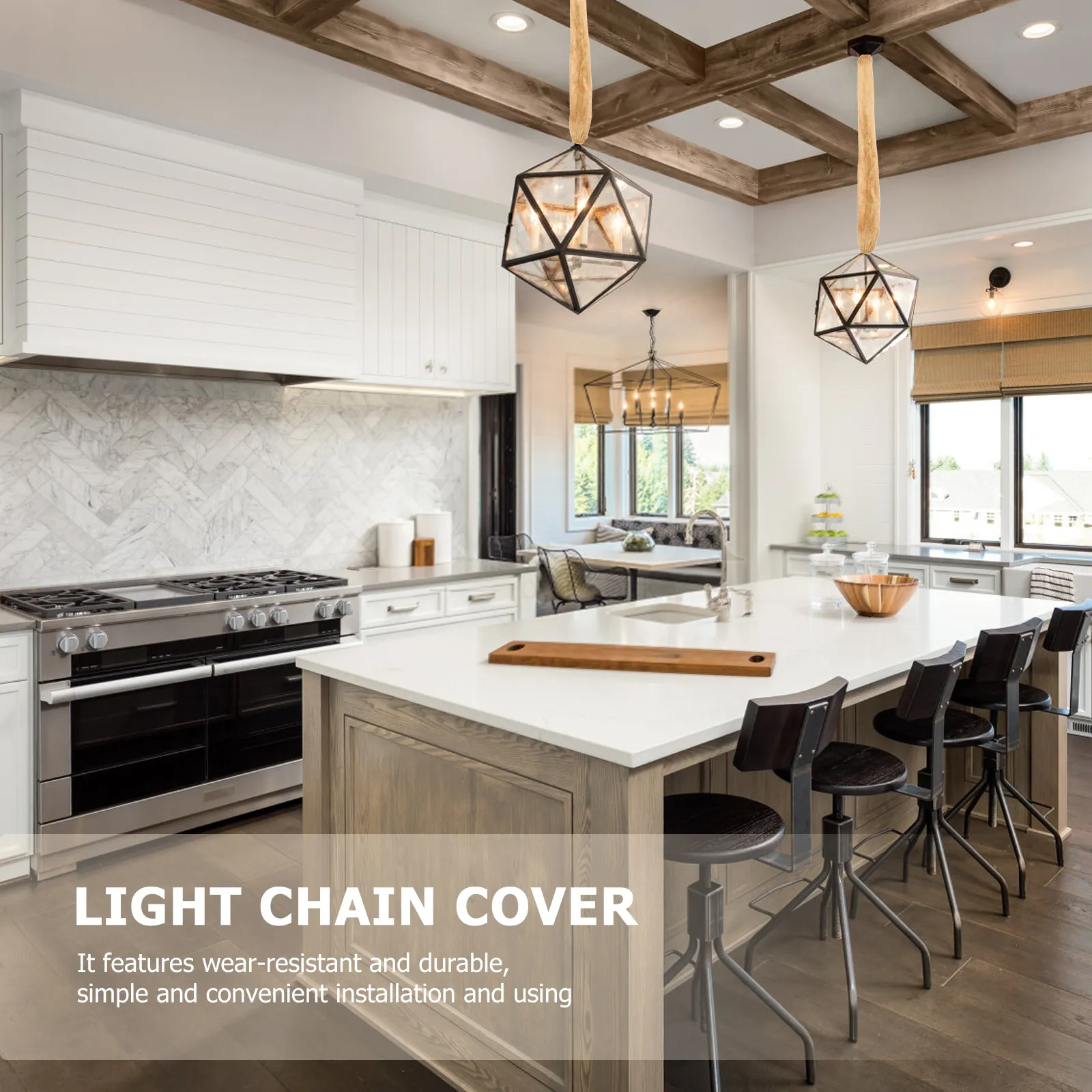 

4Pcs Lamp Chain Protector Soft Cloth Material Easy Install Light Chain Cover for Ceiling Lights Chandeliers Curtain Rods Cables