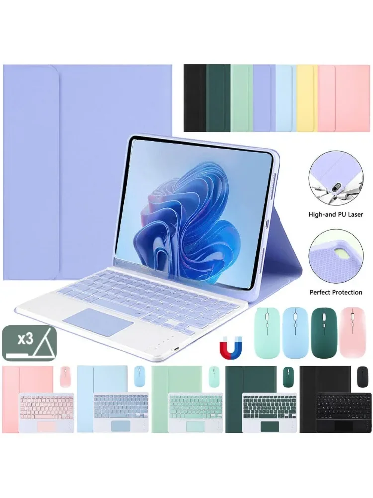 

For Xiaomi Redmi Pad SE 11 inch 2023 With Bluetooth Touchpad Wireless Keyboard Case Mouse Candy Colorful Magnetic Leather Case