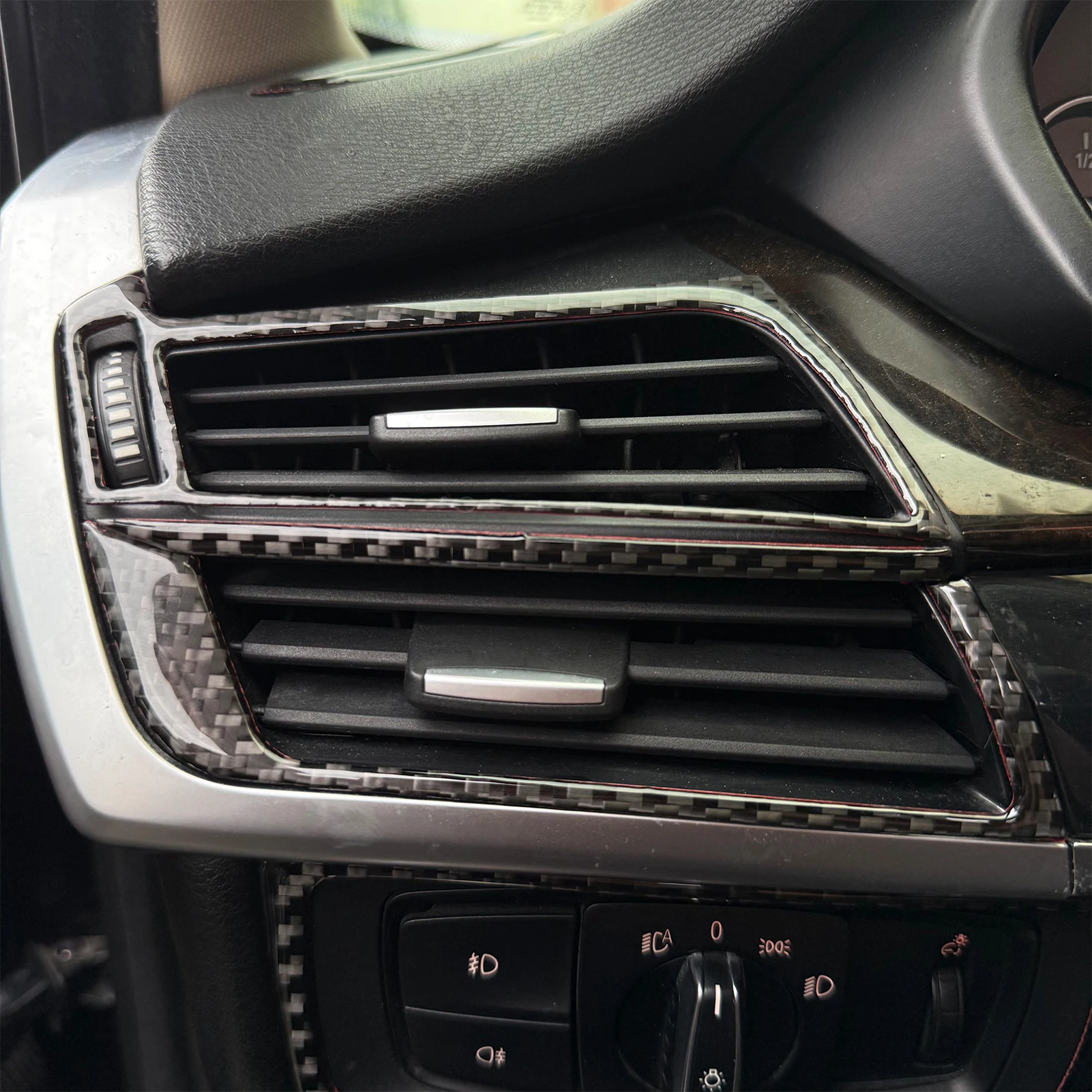 For BMW X5 F15 2014-2018 Carbon Fiber instrument Air Conditioning Vent Panel frame Car Accessories Interior Decorative Stickers