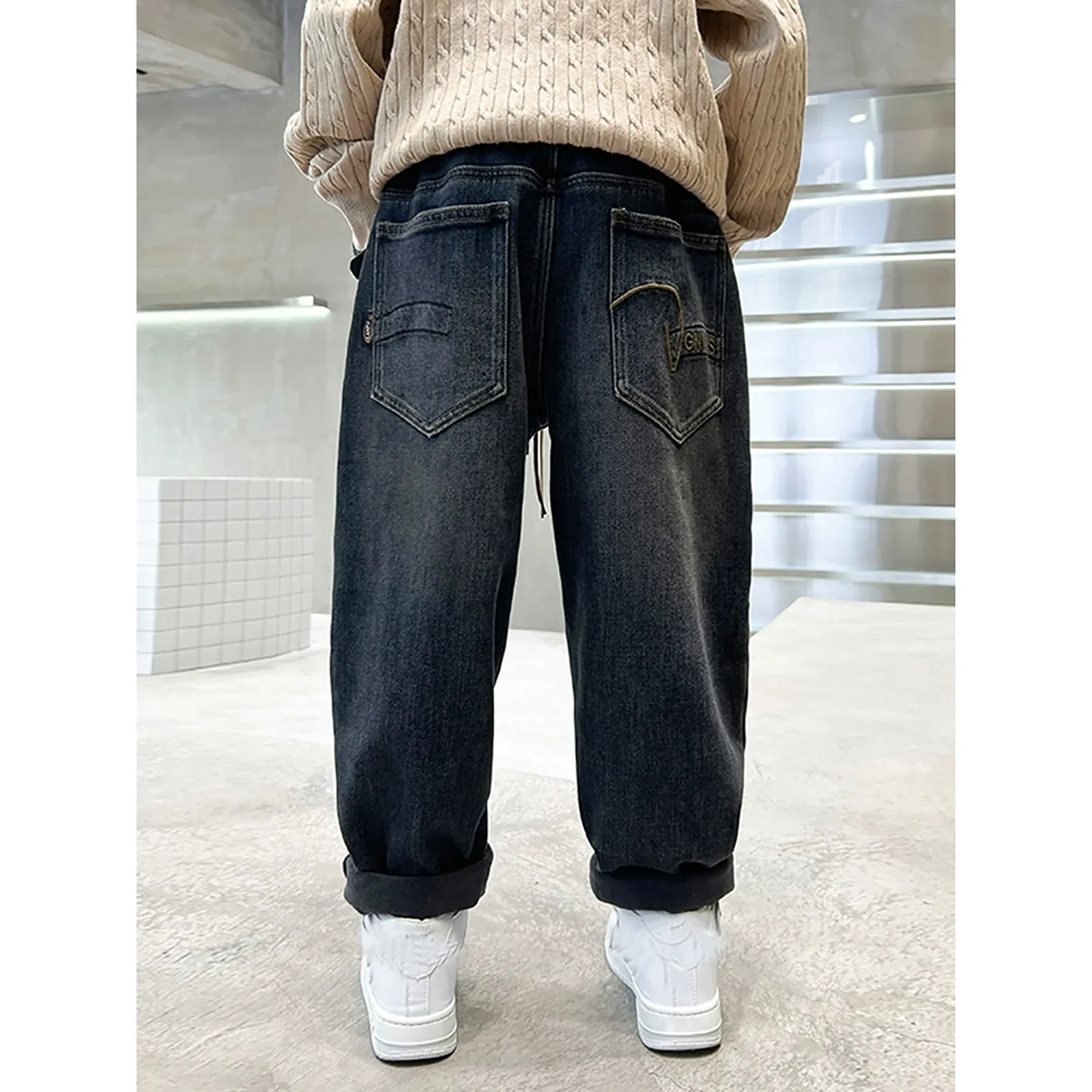 

Heavy Industry Craft Washing Straight Jeans Street Style 2025 New Jeans Medium And Big Children'S Handsome Street Straight Wide