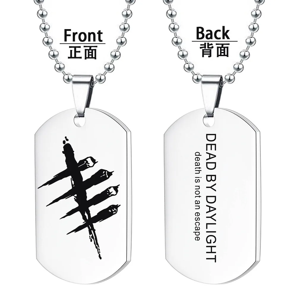 MIQIAO Dead by Daylight Stainless Steel Titanium Army Badge Pendant Chains Necklace for Men Boys Women Friends Gift Goth Choker