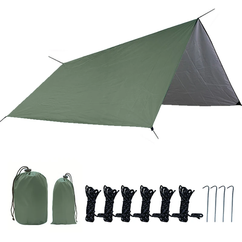 Manufacturer Square Waterproof Portable Tarp Multifunctional Outdoor Camping Traveling Awning Backpacking Rainfly Sun Shade Cano